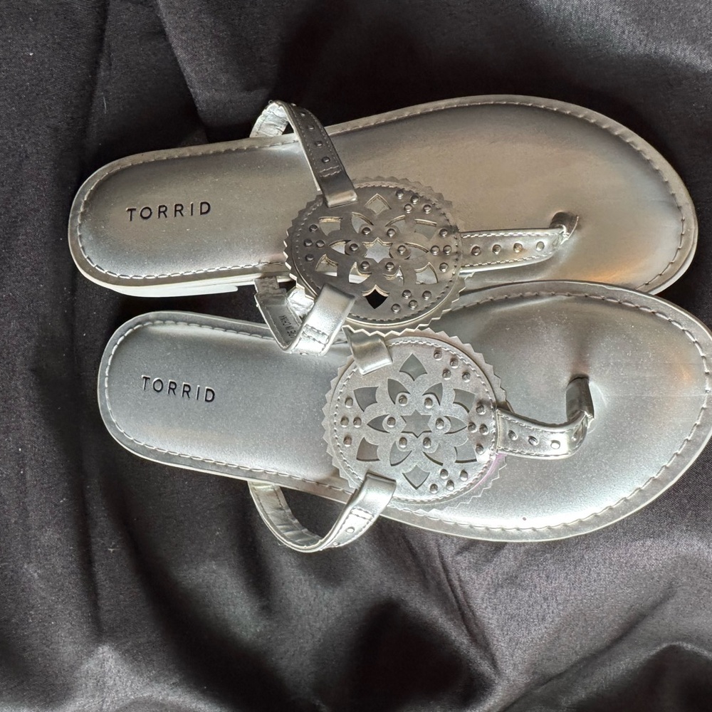 Torrid Silver Sandals with Medallion Design